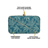 Horra Embroidered Leaf Design Women's Party Clutch