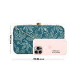 Horra Embroidered Leaf Design Women's Party Clutch