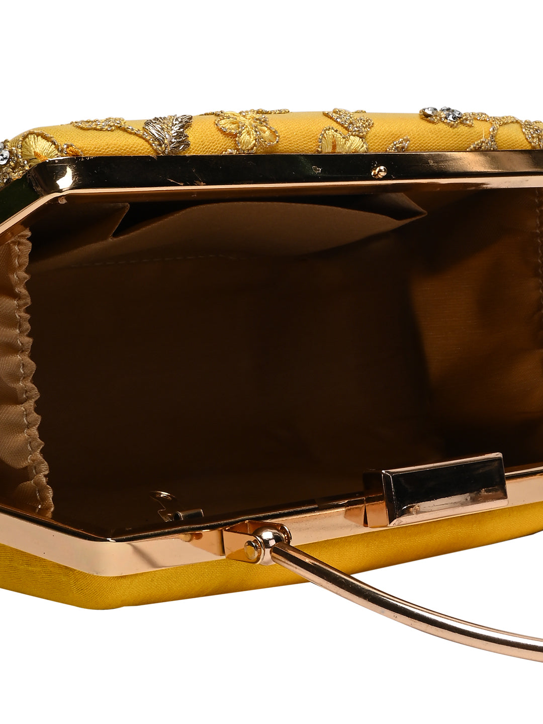 Horra Embellished Silk Clutch - Yellow