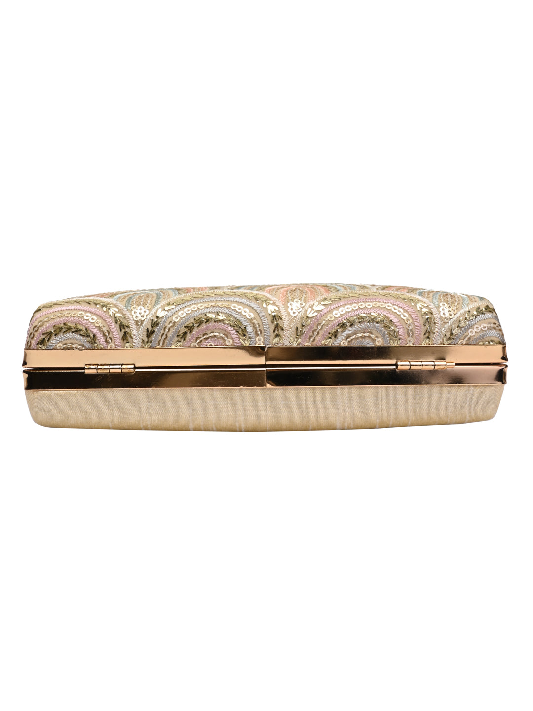 Horra Embellished Silk Clutch - Gold