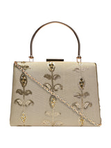 Horra Embellished Silk Party Clutch - Gold