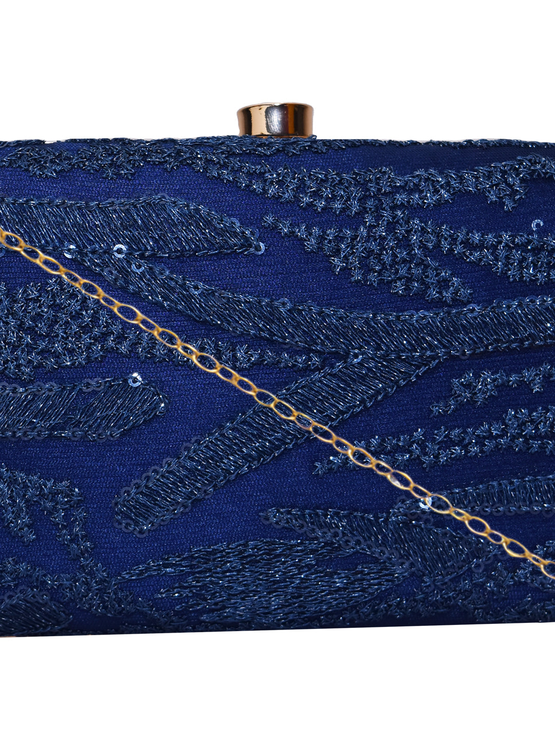 Horra Embroidered Casual Clutch With Detachable Sling Chain