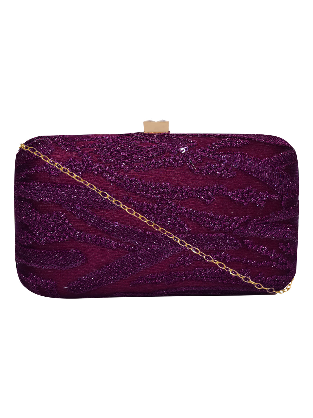 Horra Embroidered Casual Clutch With Detachable Sling Chain