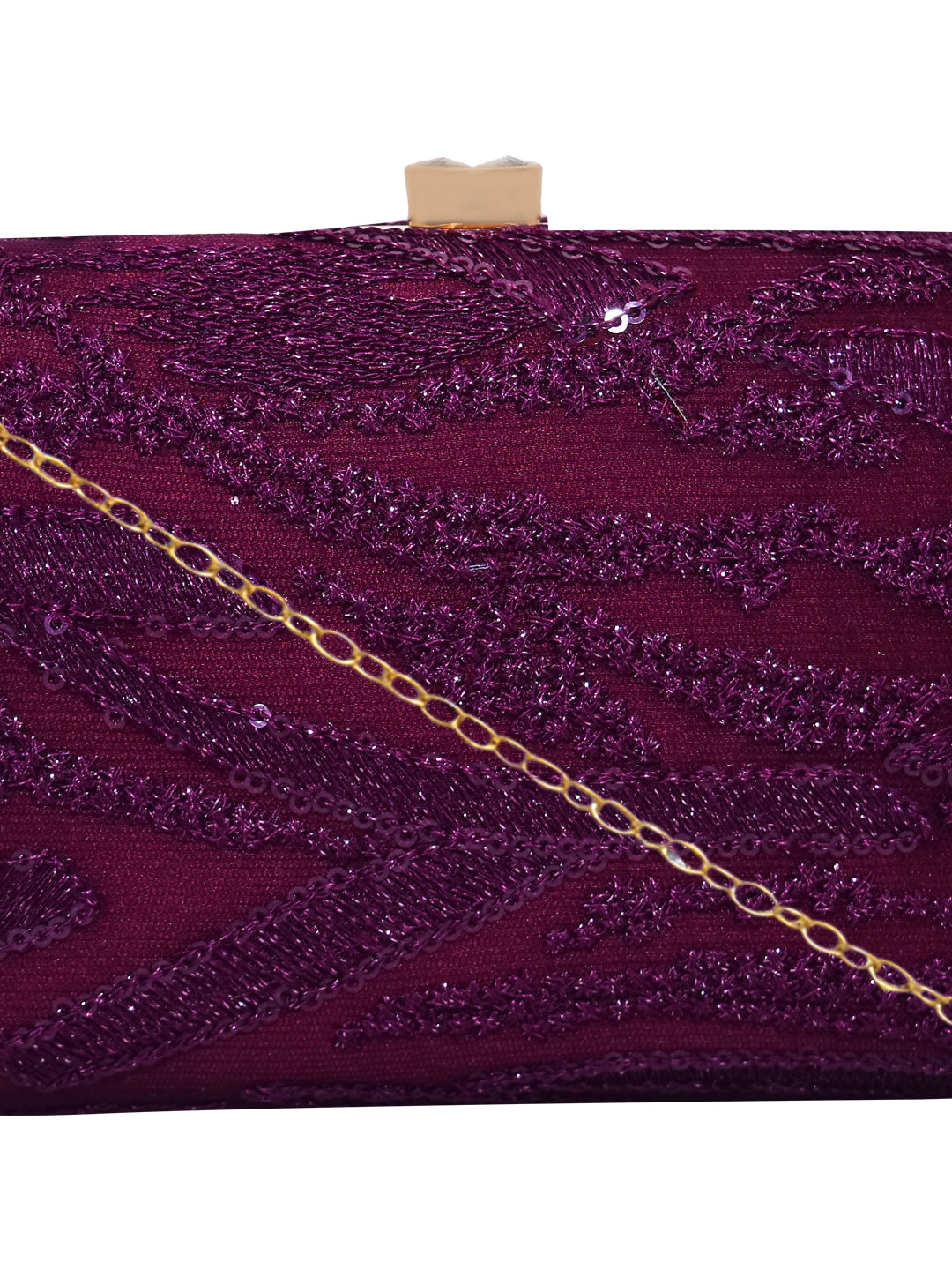 Horra Embroidered Casual Clutch With Detachable Sling Chain