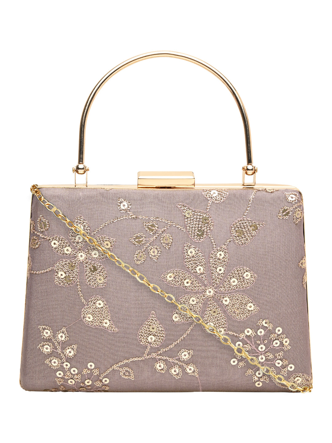 Horra Embellished Silk party Clutch - Light Purple