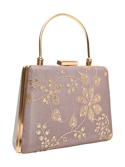 Horra Embellished Silk party Clutch - Light Purple