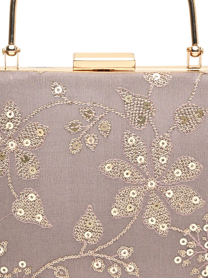 Horra Embellished Silk party Clutch - Light Purple