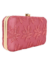 Horra Embroidered Leaf Design Women's Party Clutch