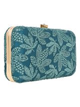 Horra Embroidered Leaf Design Women's Party Clutch