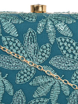 Horra Embroidered Leaf Design Women's Party Clutch