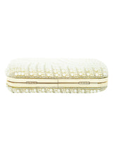 HORRA PEARL PATTERNED PARTY CLUTCH WITH DETACHABLE CHAIN CREAM