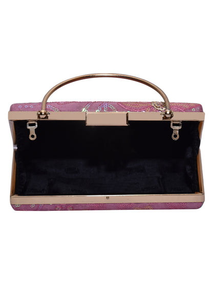 Horra Embellished Party Clutch Pink