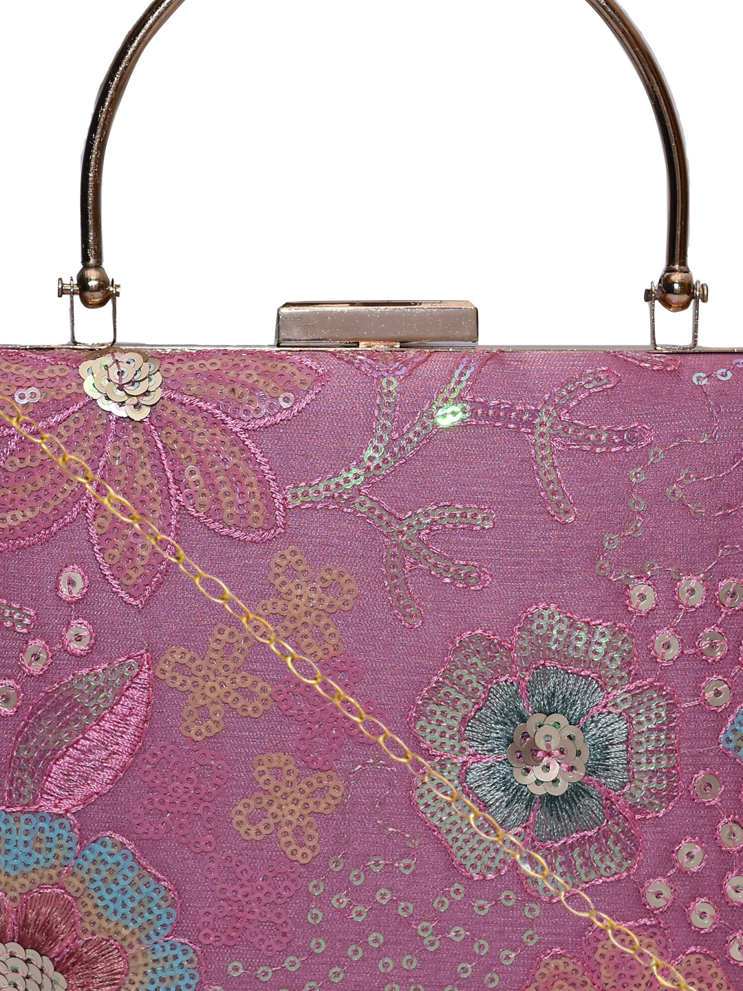 Horra Embellished Party Clutch Pink