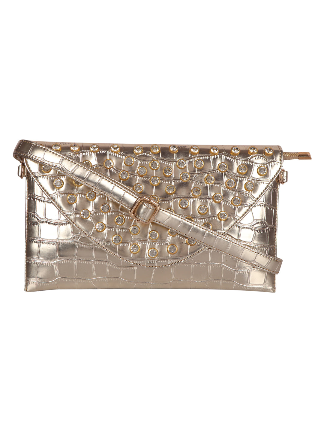 HORRA STONE STUDDED ENVELOPE WITH DETACHABLE CHAIN SLING