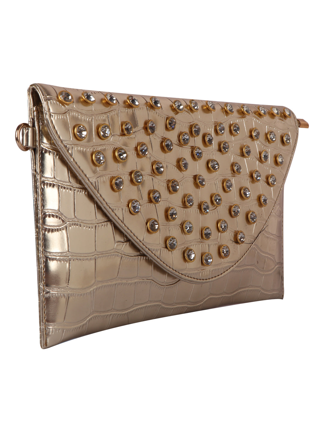 HORRA STONE STUDDED ENVELOPE WITH DETACHABLE CHAIN SLING