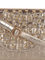 HORRA STONE STUDDED ENVELOPE WITH DETACHABLE CHAIN SLING