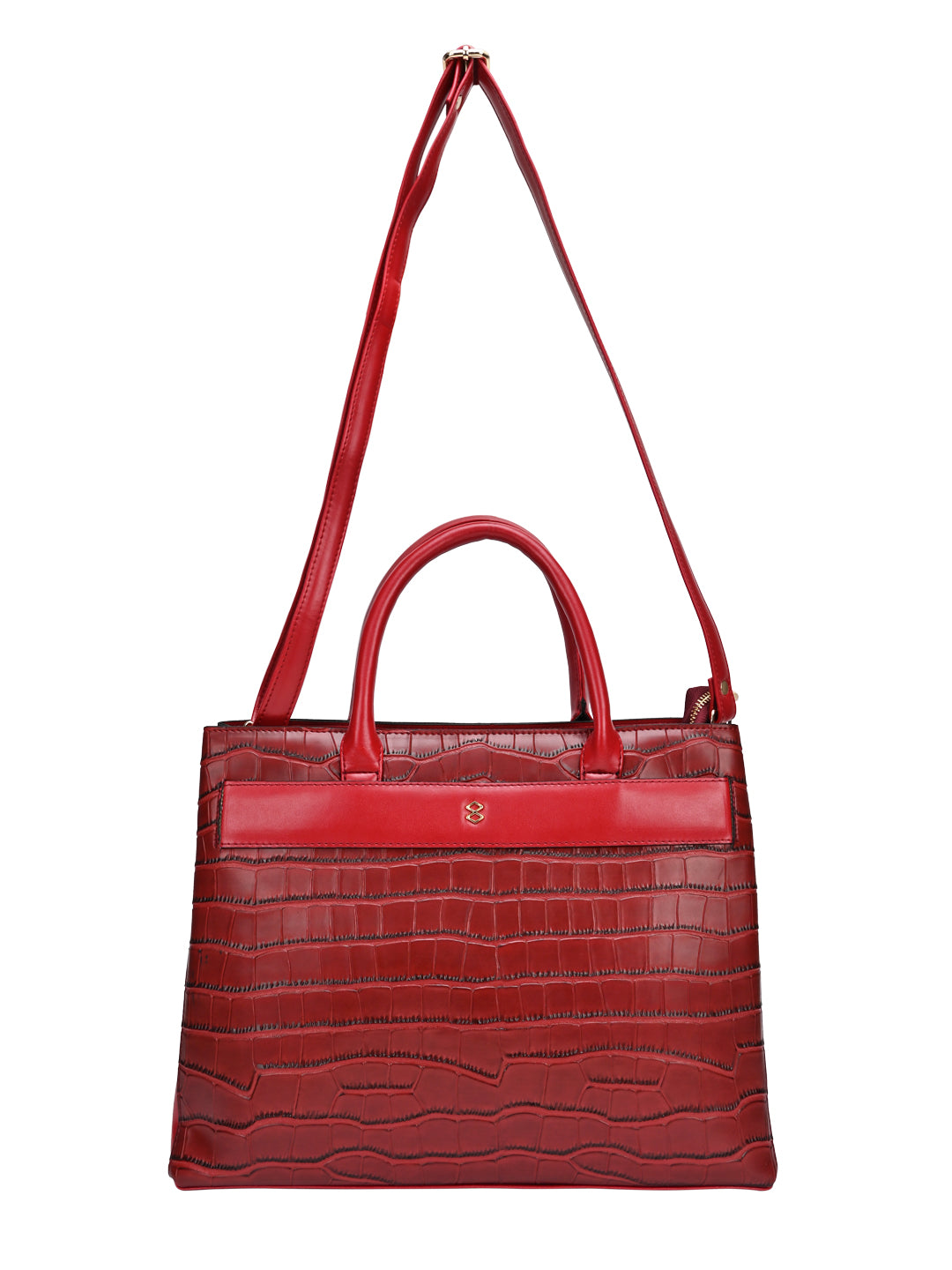 Horra Croco Texture Handbag With Detachable Sling Strap