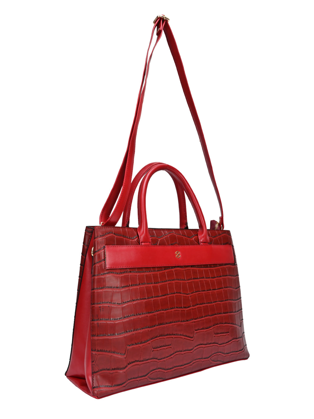 Horra Croco Texture Handbag With Detachable Sling Strap