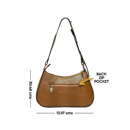 HORRA CASUAL TAN SHOULDER BAG WITH ADJUSTABLE STRAP