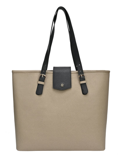 Horra Solid Oversized Tote bag for Women - Beige