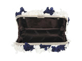 Blue & White Solid Gadernia Clutch - Horra Luxury