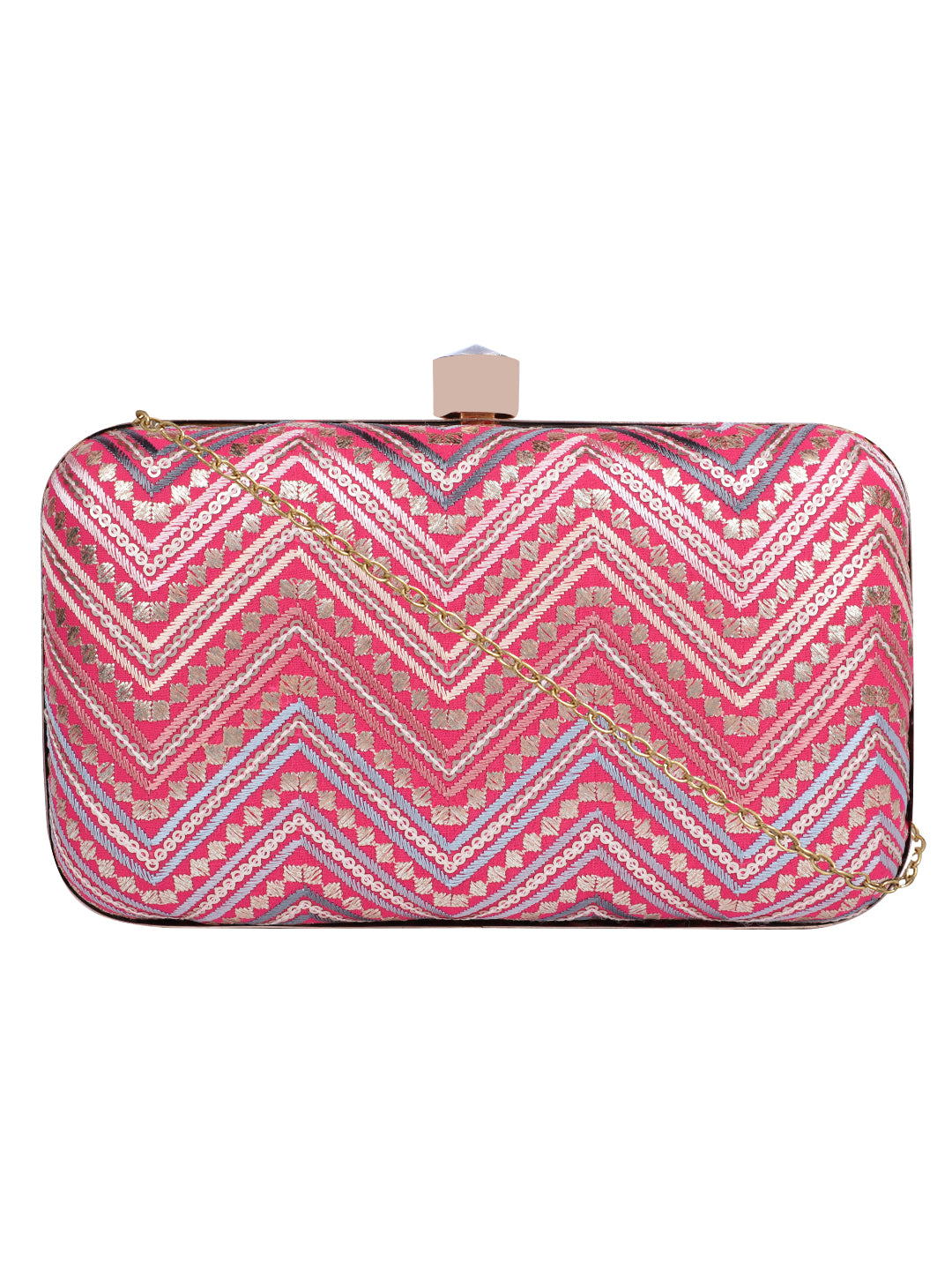 HORRA ZIG ZAG PARTY CLUTCH WITH DETACHABLE CHAIN SLING