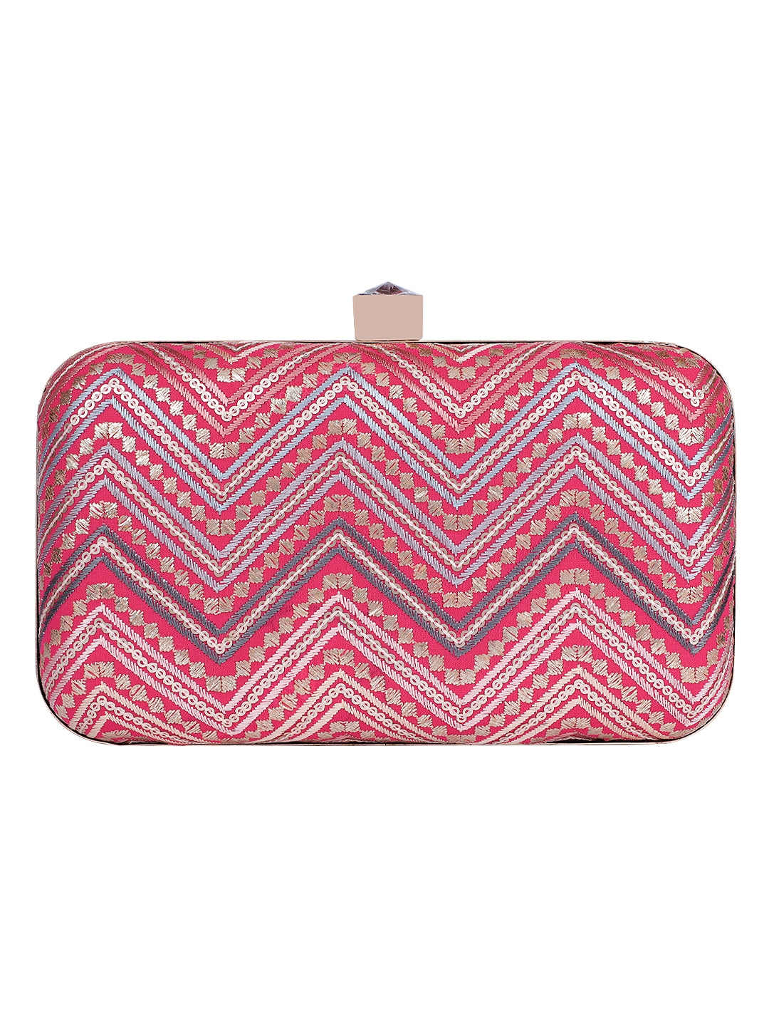 HORRA ZIG ZAG PARTY CLUTCH WITH DETACHABLE CHAIN SLING