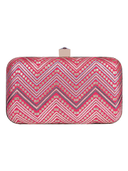 HORRA ZIG ZAG PARTY CLUTCH WITH DETACHABLE CHAIN SLING