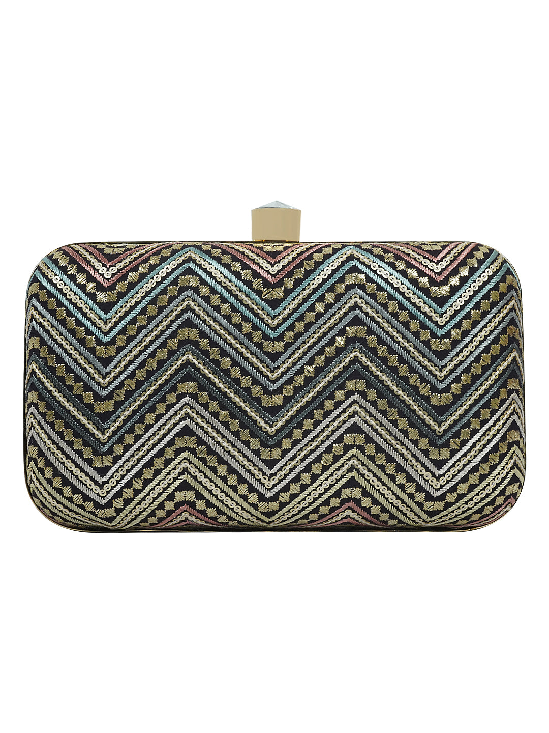 HORRA ZIG ZAG PARTY CLUTCH WITH DETACHABLE CHAIN SLING