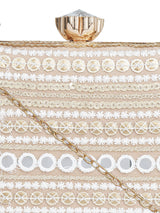 HORRA SEQUIN EMBROIDERY AND MIRROR WORK PARTY CLUTCH WITH HANDLE AND DETACHABLE CHAIN SLING