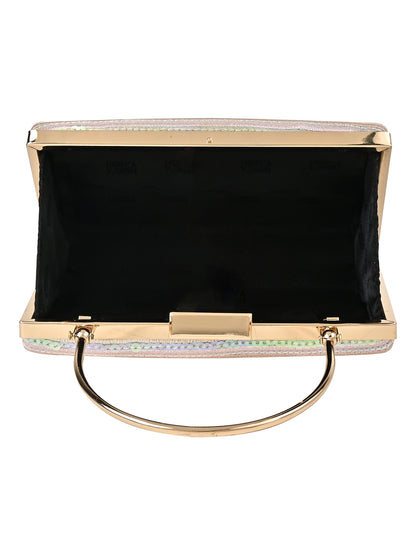 HORRA SEQUIN EMBELISSHED PARTY CLUTCH WITH HANDLE AND DETACHABLE CHAIN SLING