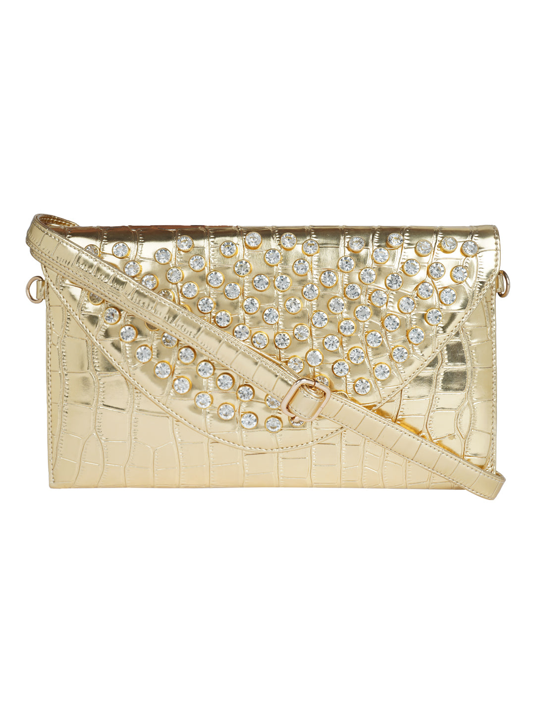 HORRA STONE STUDDED ENVELOPE WITH DETACHABLE CHAIN SLING