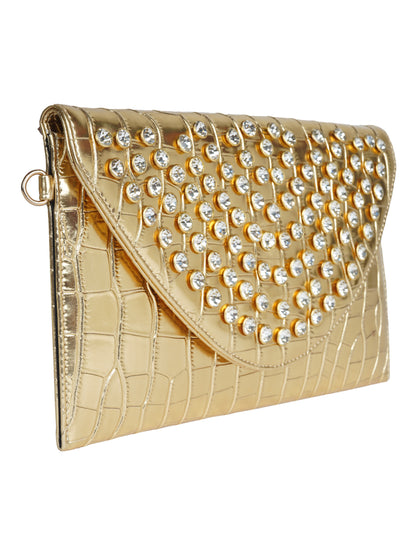 HORRA STONE STUDDED ENVELOPE WITH DETACHABLE CHAIN SLING