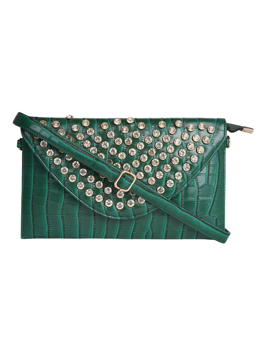 HORRA STONE STUDDED ENVELOPE WITH DETACHABLE CHAIN SLING