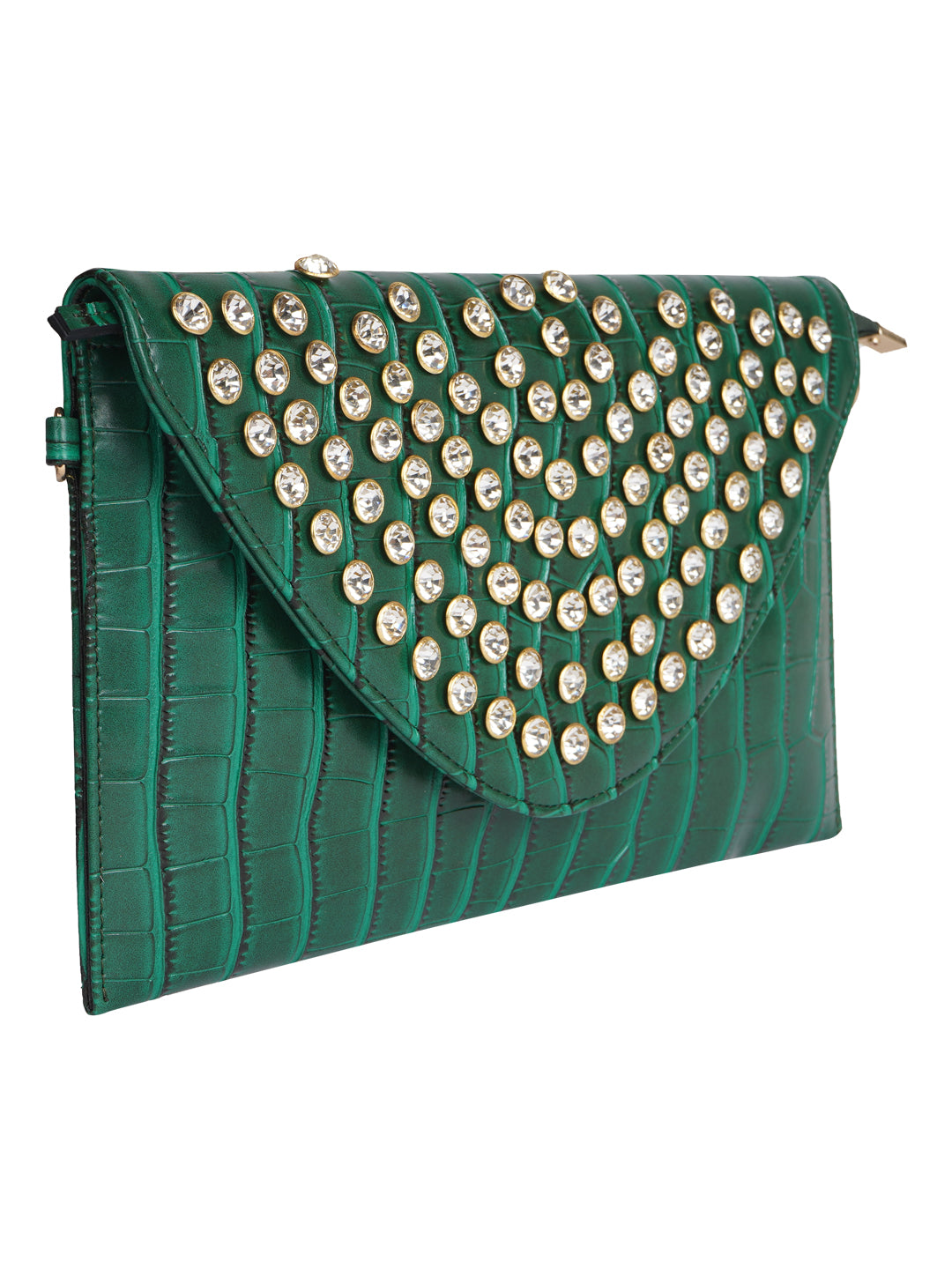 HORRA STONE STUDDED ENVELOPE WITH DETACHABLE CHAIN SLING