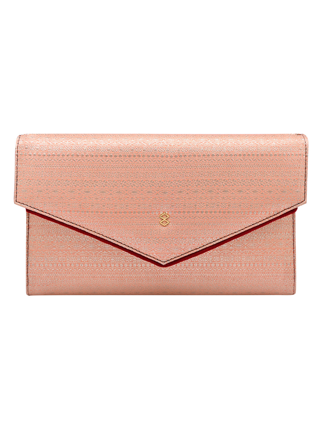 Horra Peach Shimmer Envelope Clutch