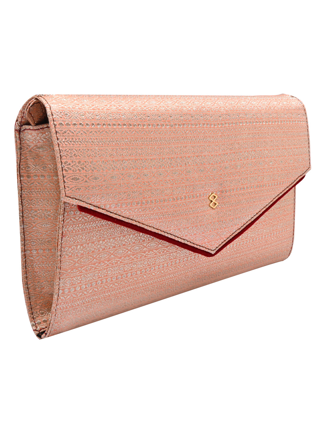 Horra Peach Shimmer Envelope Clutch