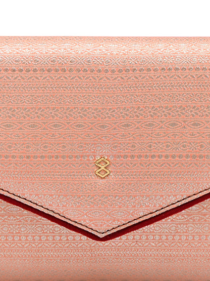 Horra Peach Shimmer Envelope Clutch